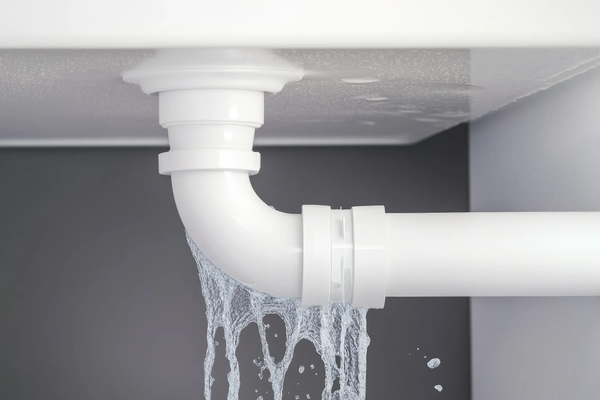 leaking pipe with water dripping sink home plumbing issue repair concept